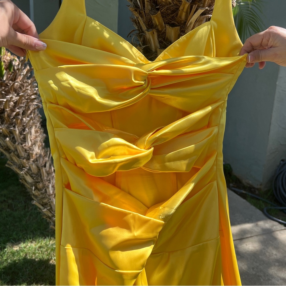 Mary L Couture Yellow Satin Dress - Picture 3 of 5
